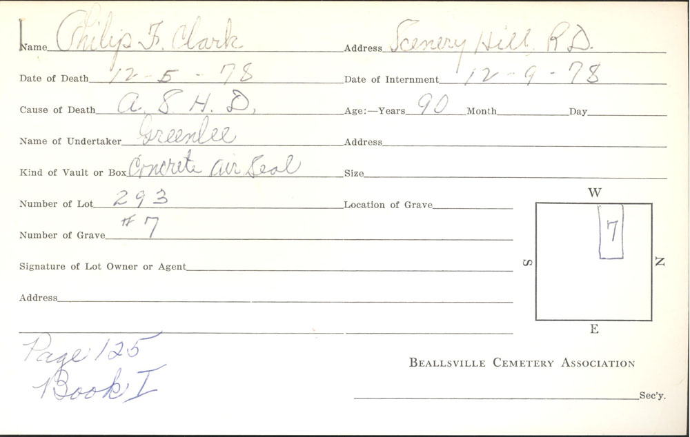 burial card